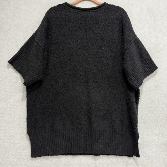Free People Sweater Womens Small Black Short Sleeve Tunic Ribbed Hem OB1289057 - Picture 8 of 9